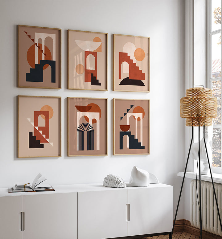 ARCHES MAZE , SET OF 6 PAINTINGS