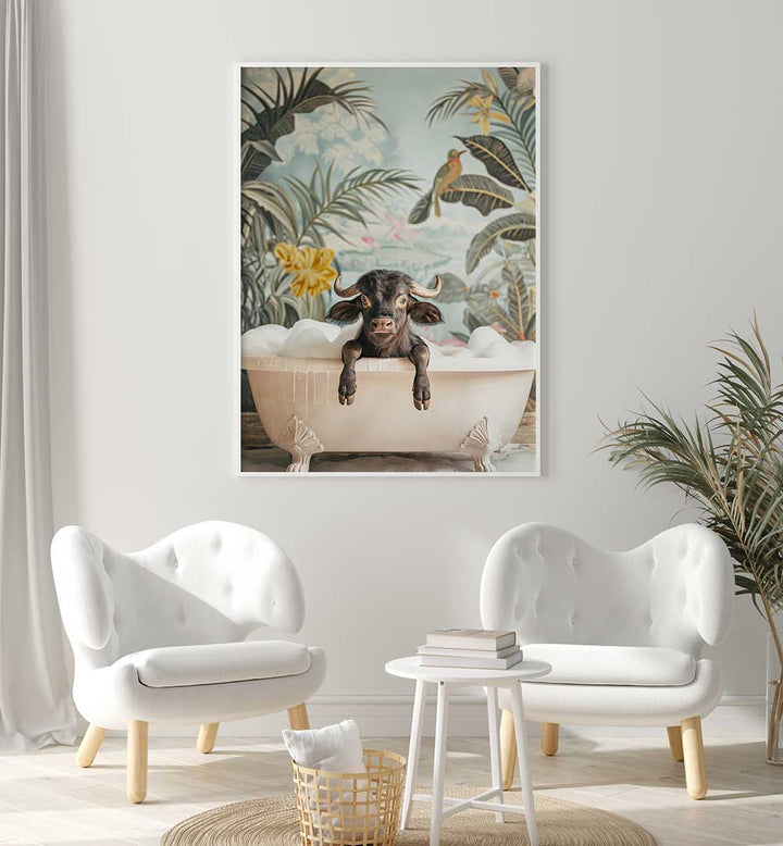 TROPICAL BUFFALO BATH , BATHROOM ART PRINTS