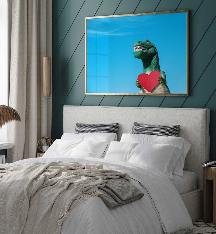 TYRANNOSAURUS REX WITH A RED PAPER HEART II , PHOTOGRAPHY PRINTS