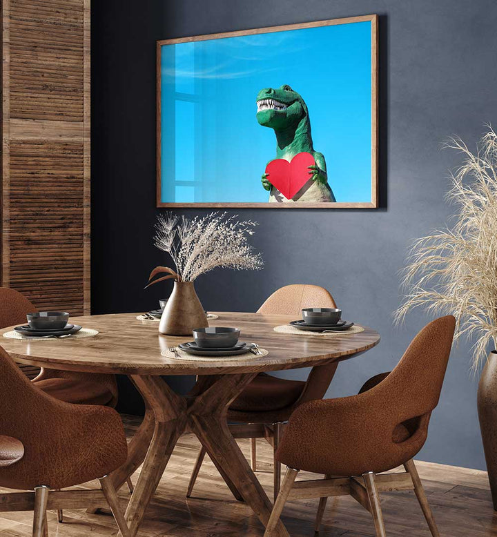 TYRANNOSAURUS REX WITH A RED PAPER HEART II , PHOTOGRAPHY PRINTS