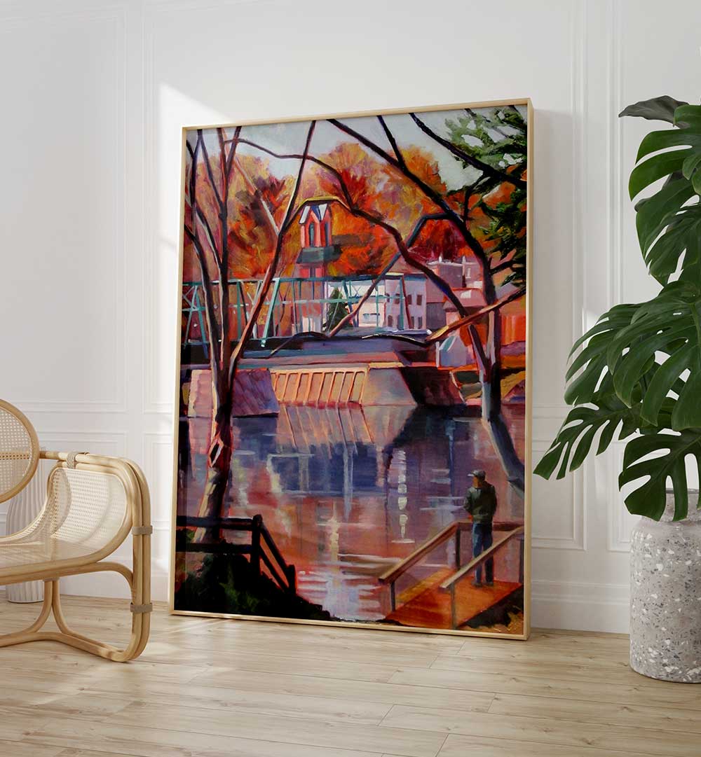 VIEW FROM LAMBERTVILLE , LANDSCAPE PAINTINGS