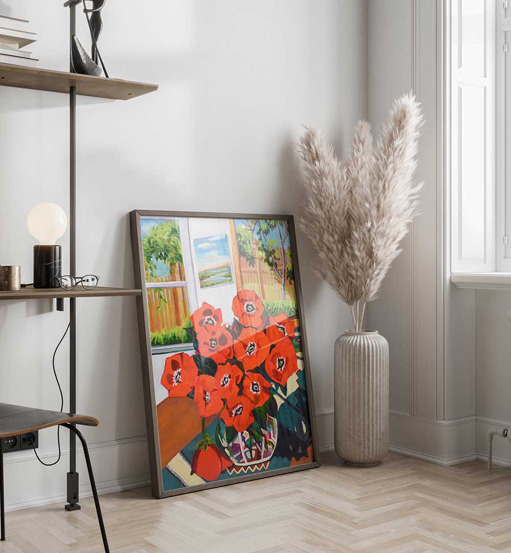 POPPIES III , FLORAL FLOWER PAINTINGS