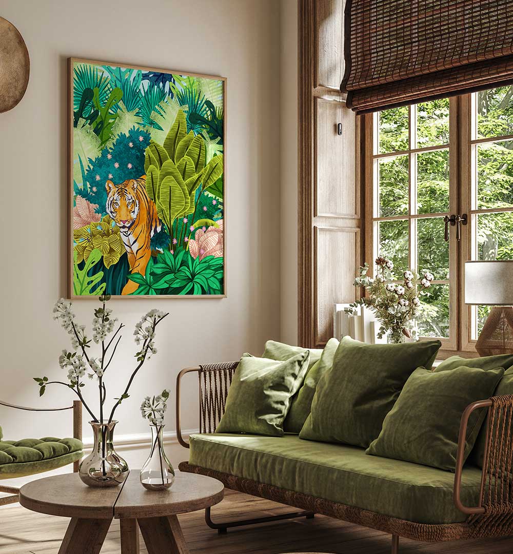 JUNGLE TIGER ART PRINT , ANIMAL PAINTINGS