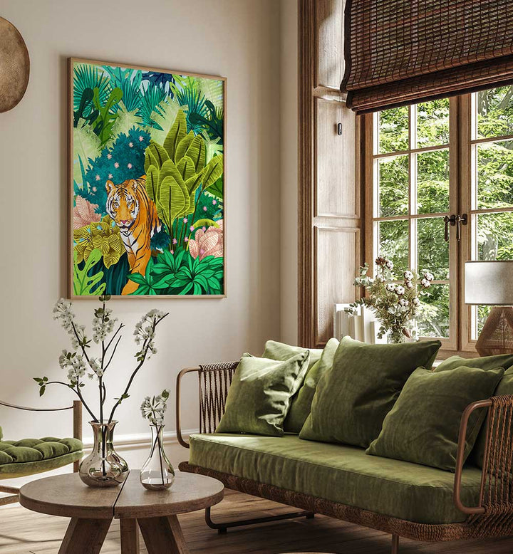 JUNGLE TIGER ART PRINT , ANIMAL PAINTINGS