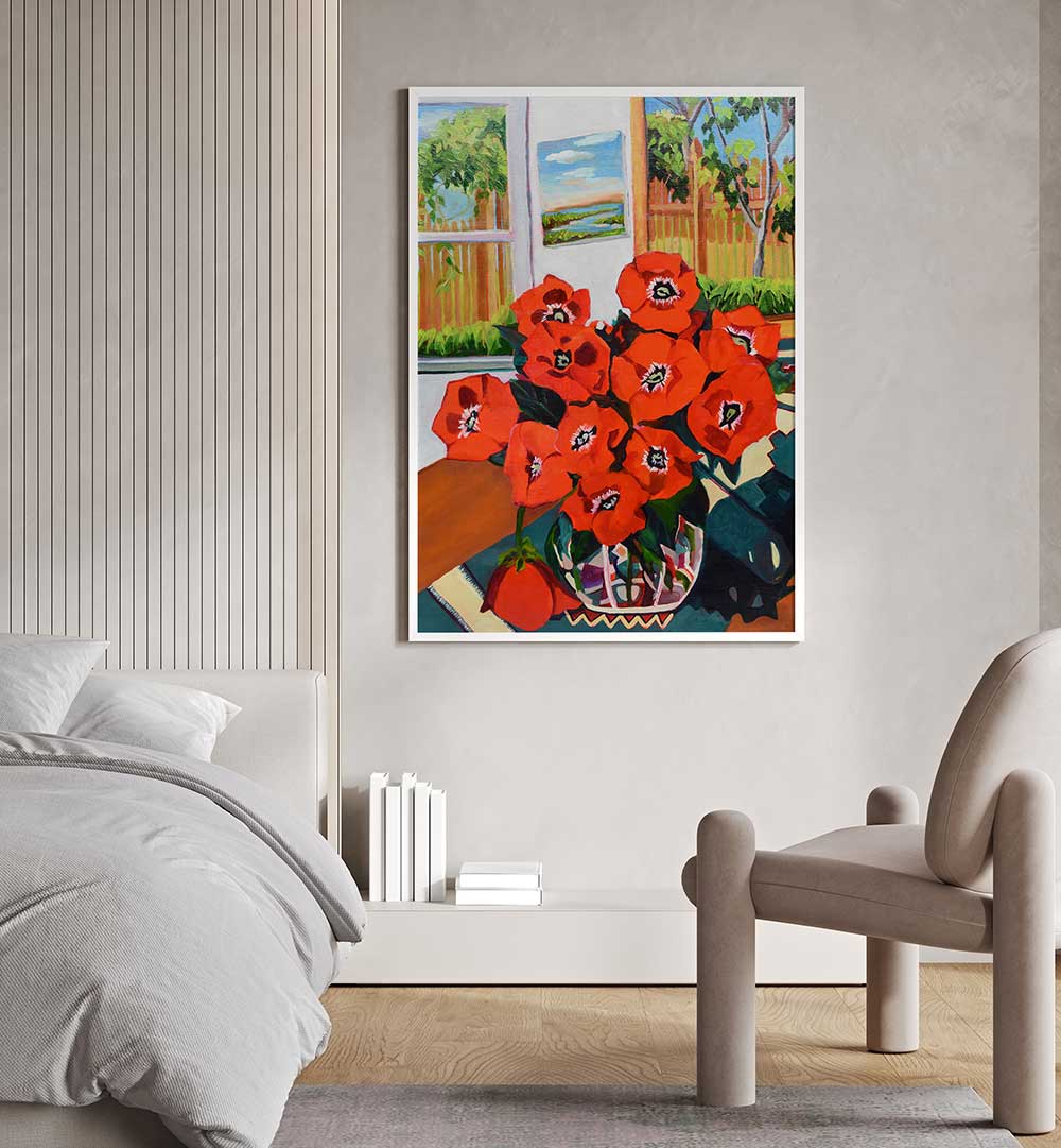 POPPIES III , FLORAL FLOWER PAINTINGS