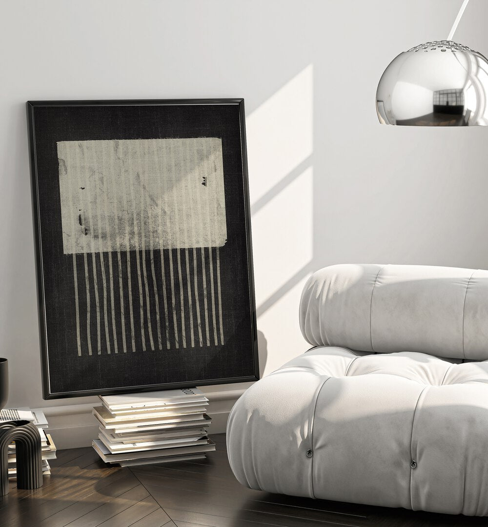Stylish living room featuring THE COOL SQUARE JELLYFISH, GEOMETRIC ART PRINTS, perfect for modern decor enhancement.