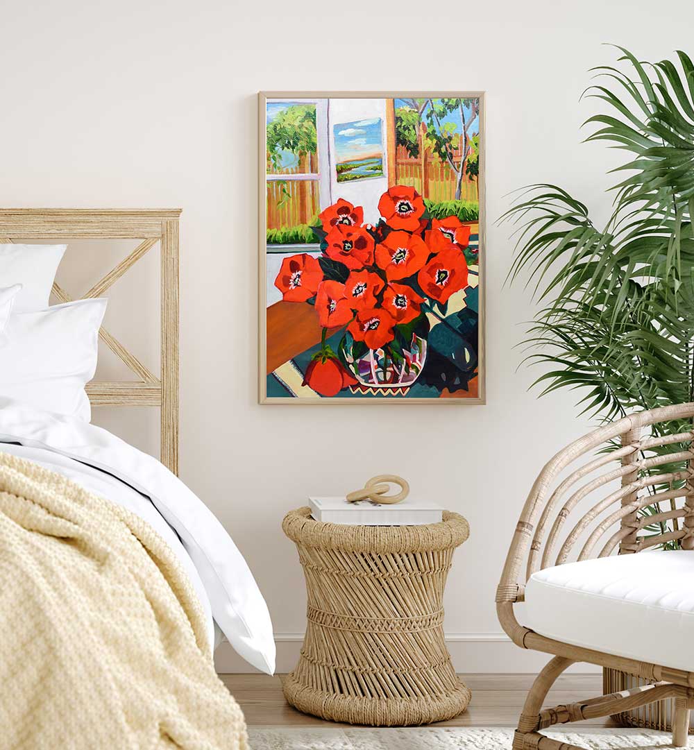 POPPIES III , FLORAL FLOWER PAINTINGS