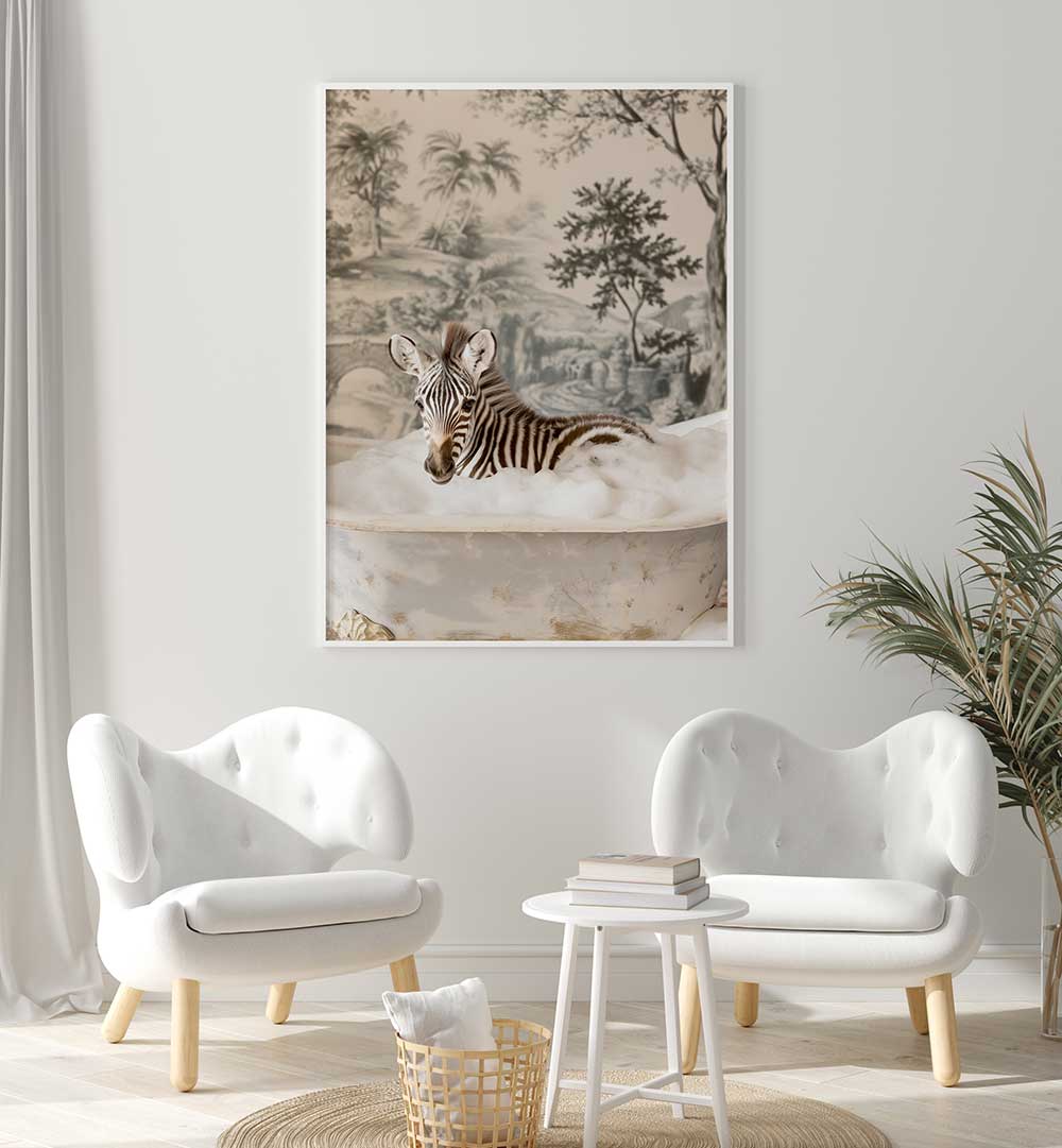 ZEBRA BUBBLE BLISS , BATHROOM ART PRINTS