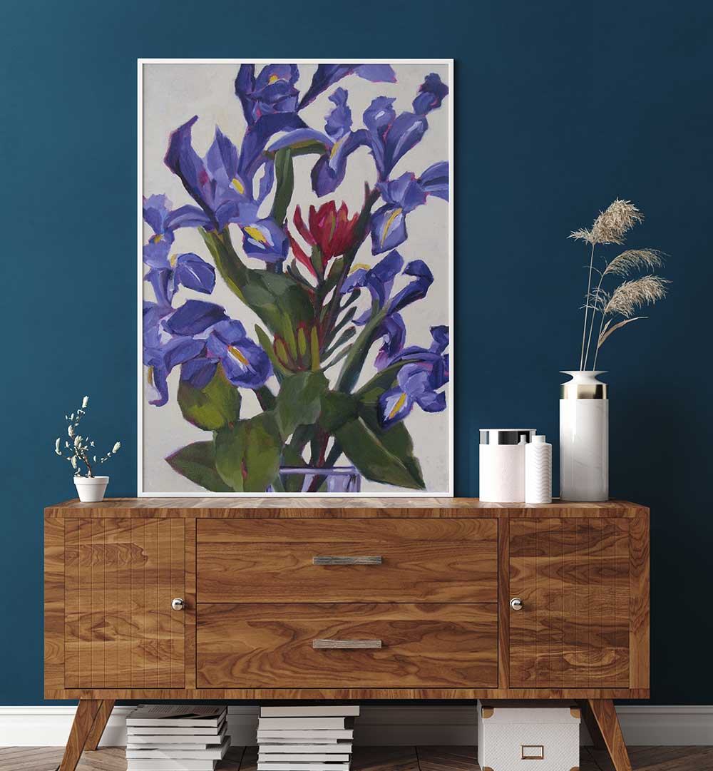 IRIS DESIGN , FLORAL FLOWER PAINTINGS