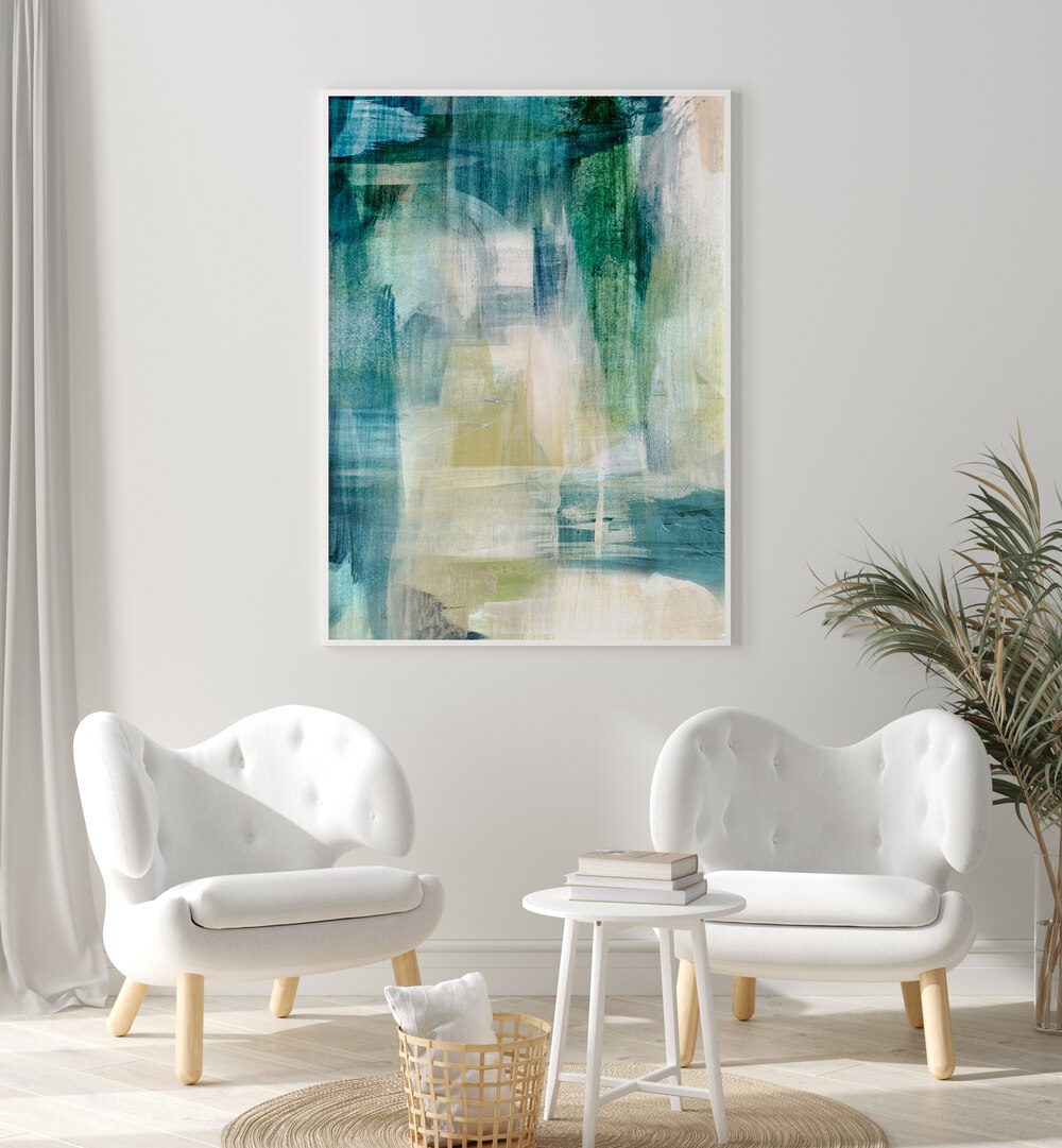 Elegant RAIN COLLAGE II, ABSTRACT PAINTINGS adds a serene touch to modern interiors, enhancing any living space.