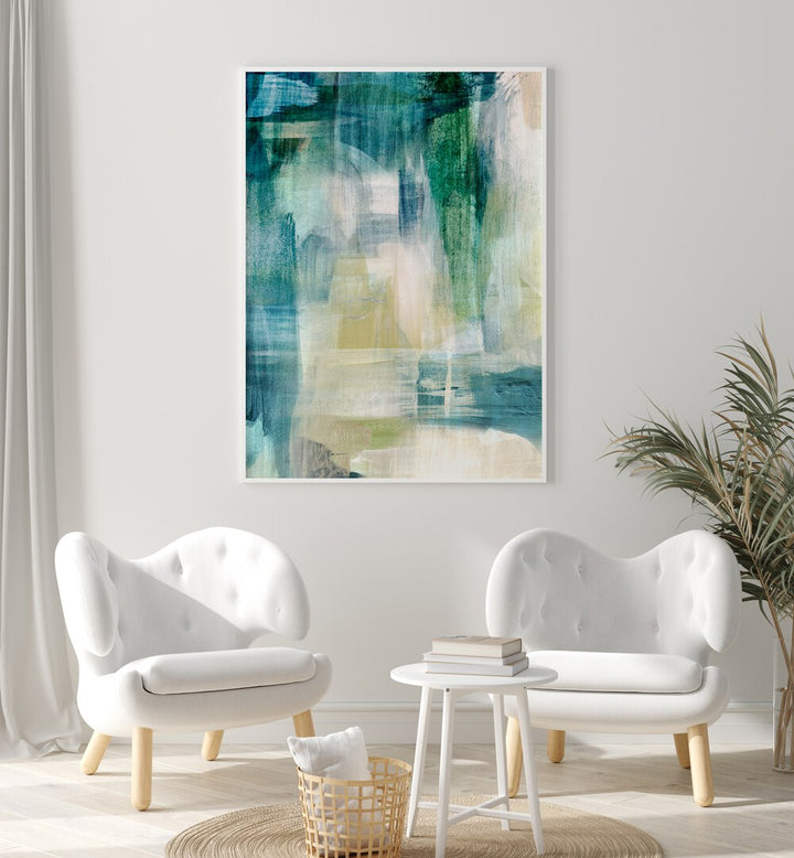 Elegant RAIN COLLAGE II, ABSTRACT PAINTINGS adds a serene touch to modern interiors, enhancing any living space.
