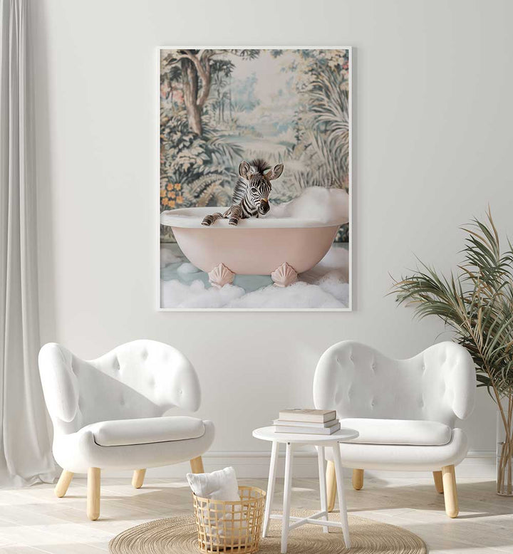 ZEBRA’S BATH TIME , BATHROOM ART PRINTS