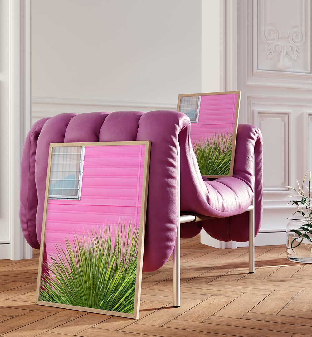 VINTAGE PINK CAMPER TRAILER WITH CACTUS ,PHOTOGRAPHY PRINTS