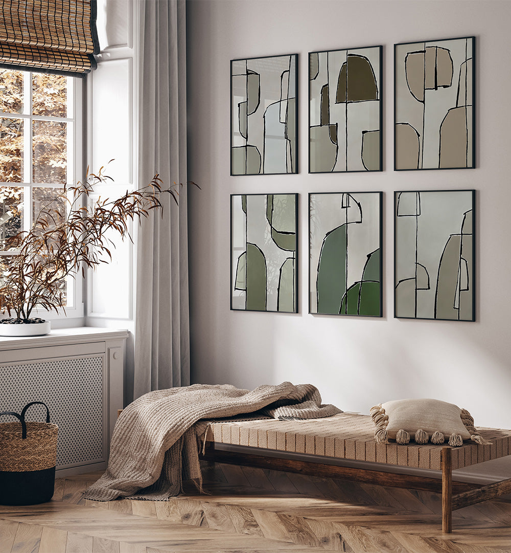 ORGANIC LINE SERIES SET , SET OF 6 PAINTINGS