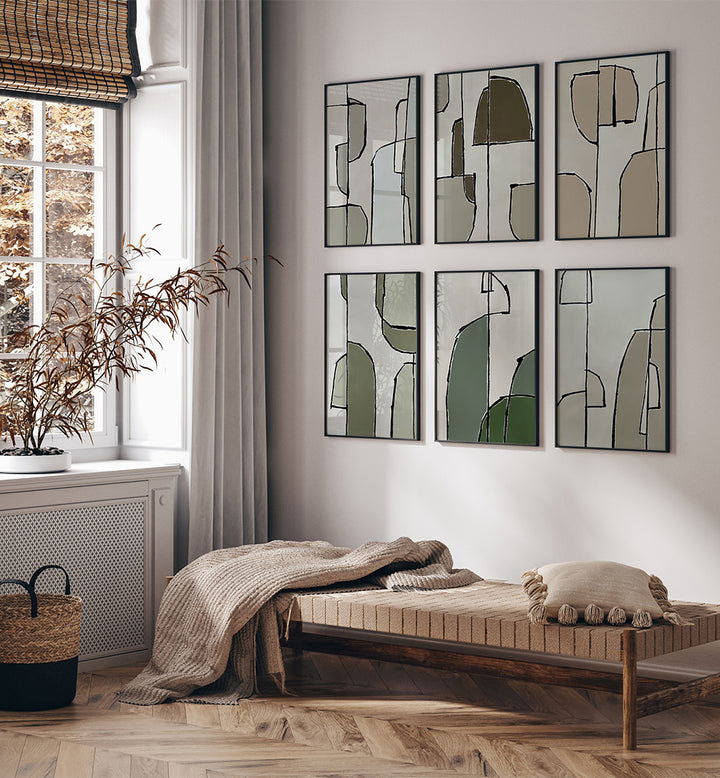 ORGANIC LINE SERIES SET , SET OF 6 PAINTINGS