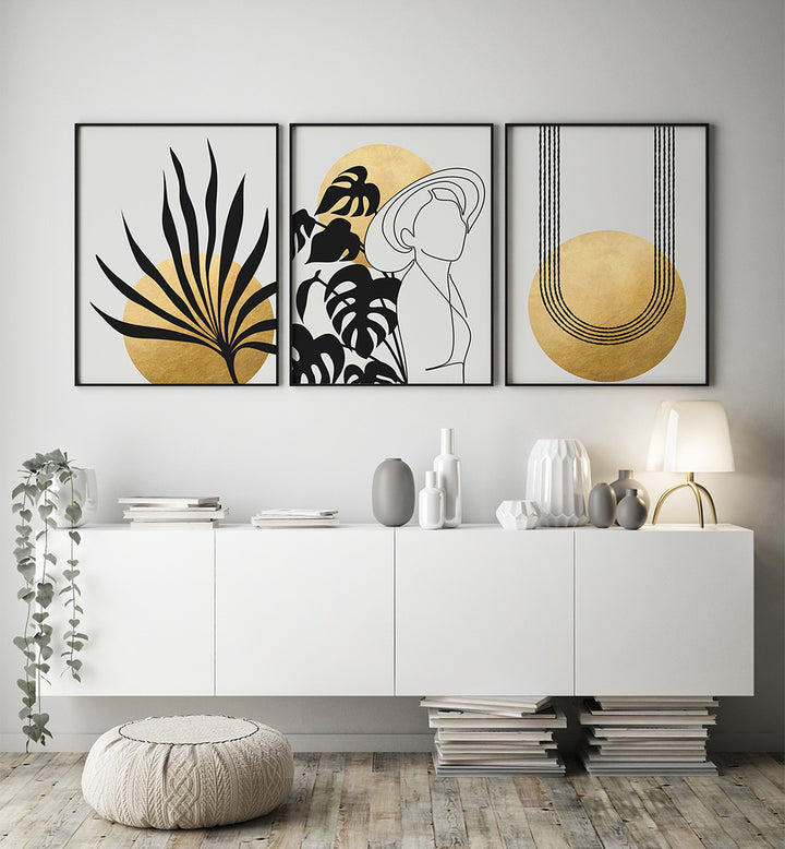 BOHO AURA STILLNESS , SET OF 3 PAINTINGS