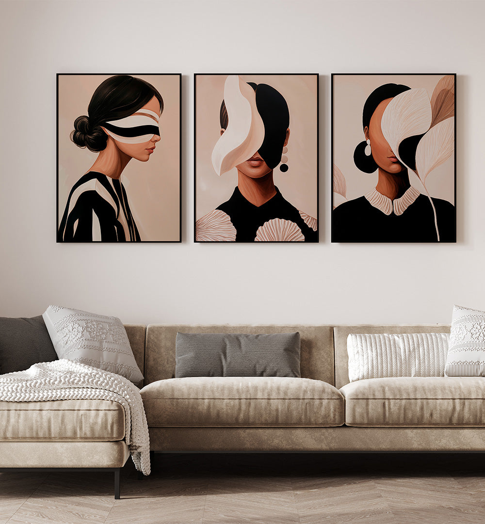 COUTURE WALL , SET OF 3 PAINTINGS