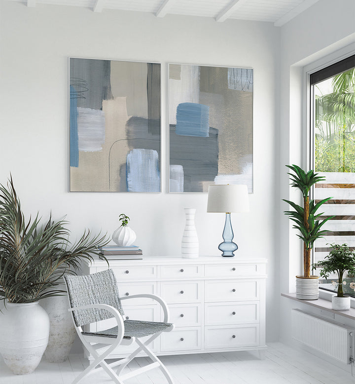 BLUE HAZE , SET OF 2 PAINTINGS