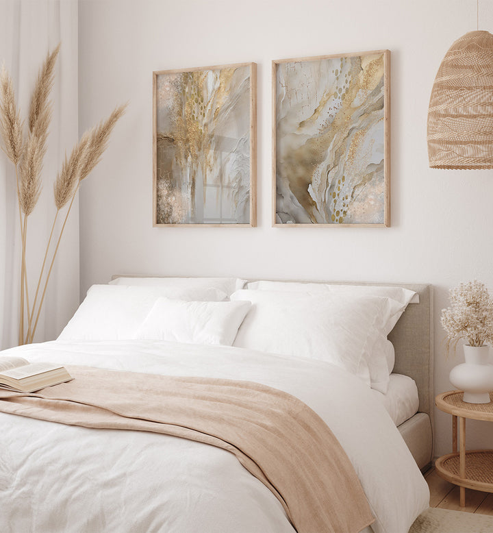 GOLDEN STILLNESS , SET OF 2 PAINTINGS