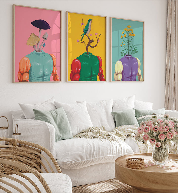 BOTANICAL SOULS SET , SET OF 3 PAINTINGS