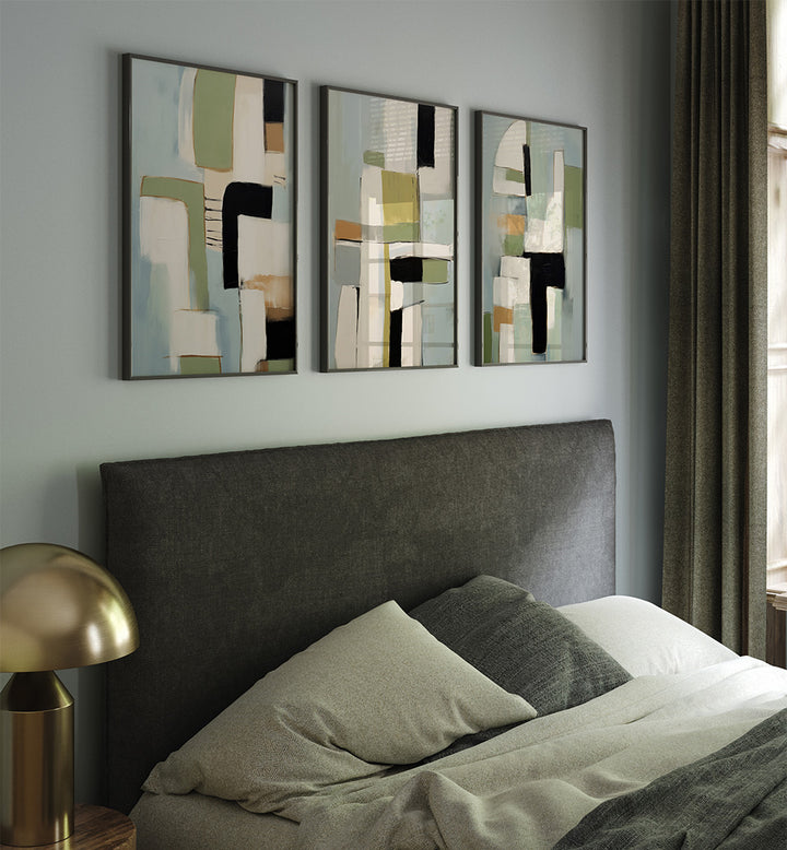 EUCALYPTUS FLOW , SET OF 3 PAINTINGS