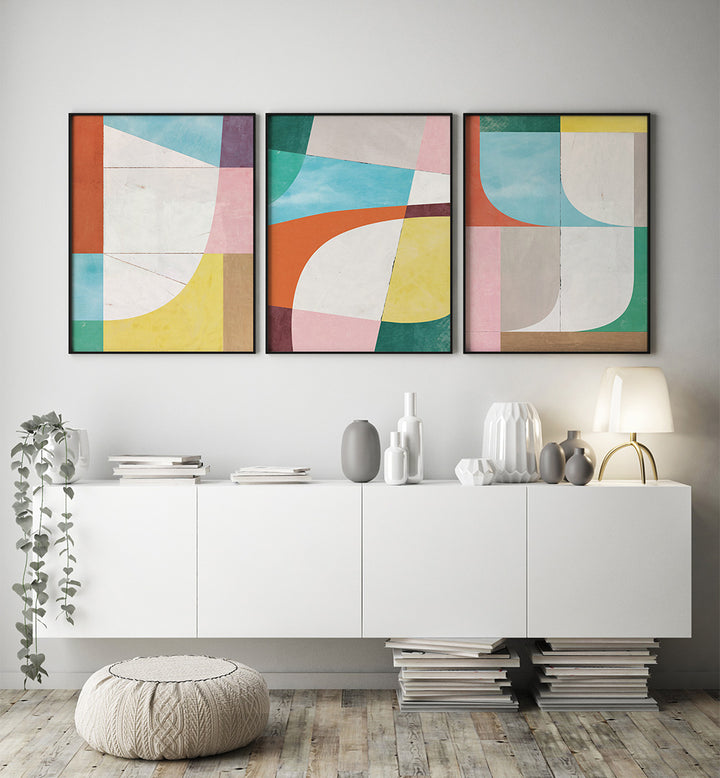 CURVE THEORY , SET OF 3 PAINTINGS