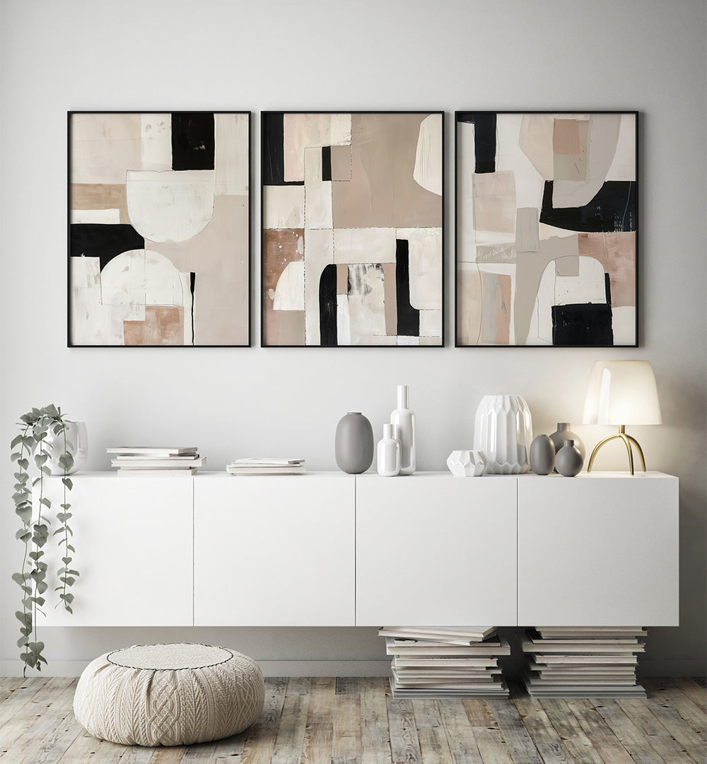 STUDIO NEUTRAL , SET OF 3 PAINTINGS
