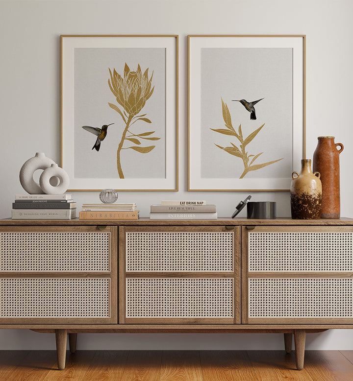 HUMMINGBIRD HARMONY SET , SET OF 2 PAINTINGS