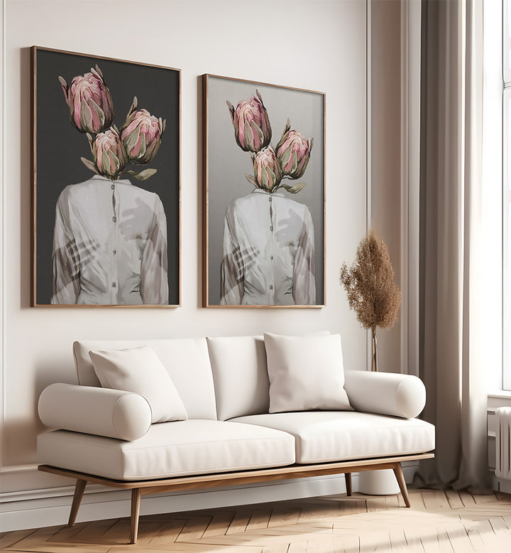 ORGANIC PORTRAITS SET , SET OF 2 PAINTINGS