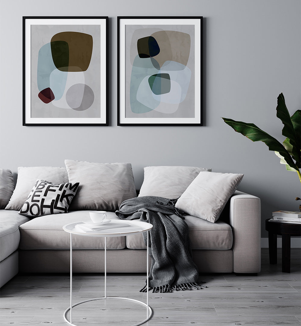 MARBLE MEADOW SET , SET OF 2 PAINTINGS