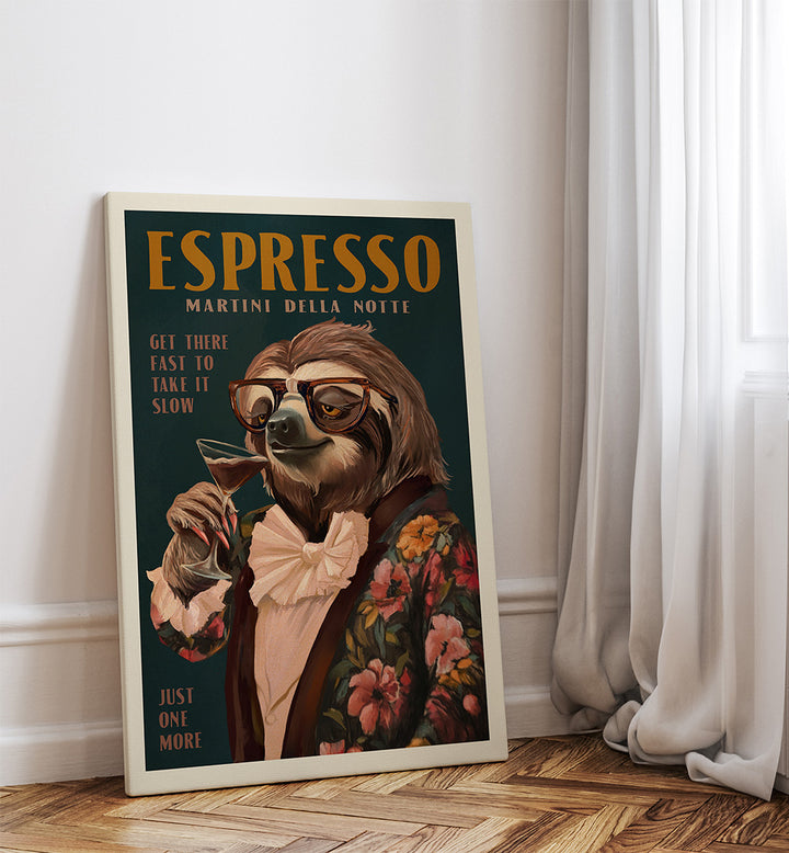 ESPRESSO MARTINI DRINKING SLOTH , BAR & CAFE ART