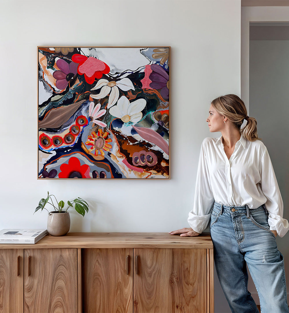 COLORFUL FLORAL WHIRLWIND , FLORAL FLOWER PAINTINGS