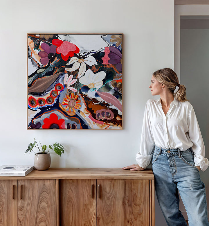 COLORFUL FLORAL WHIRLWIND , FLORAL FLOWER PAINTINGS