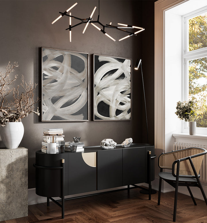 MIDNIGHT MINIMALIST SET , SET OF 2 PAINTINGS