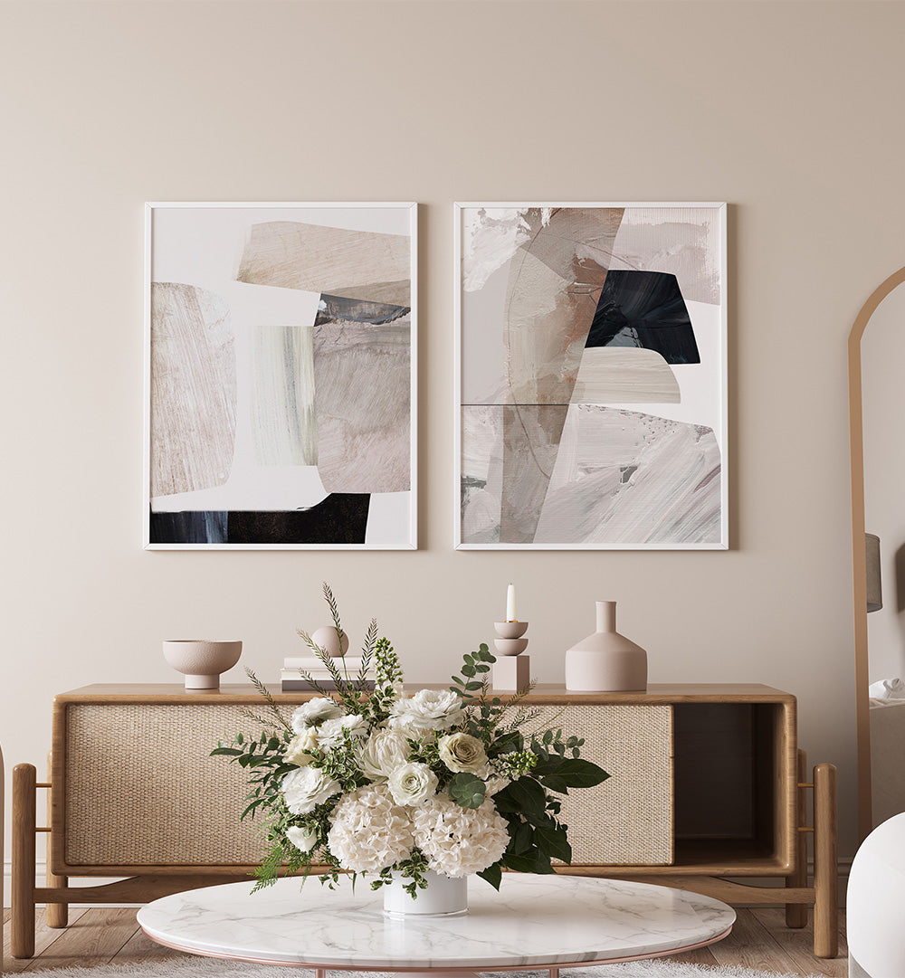 CONCRETE LOFT SET , SET OF 2 PAINTINGS