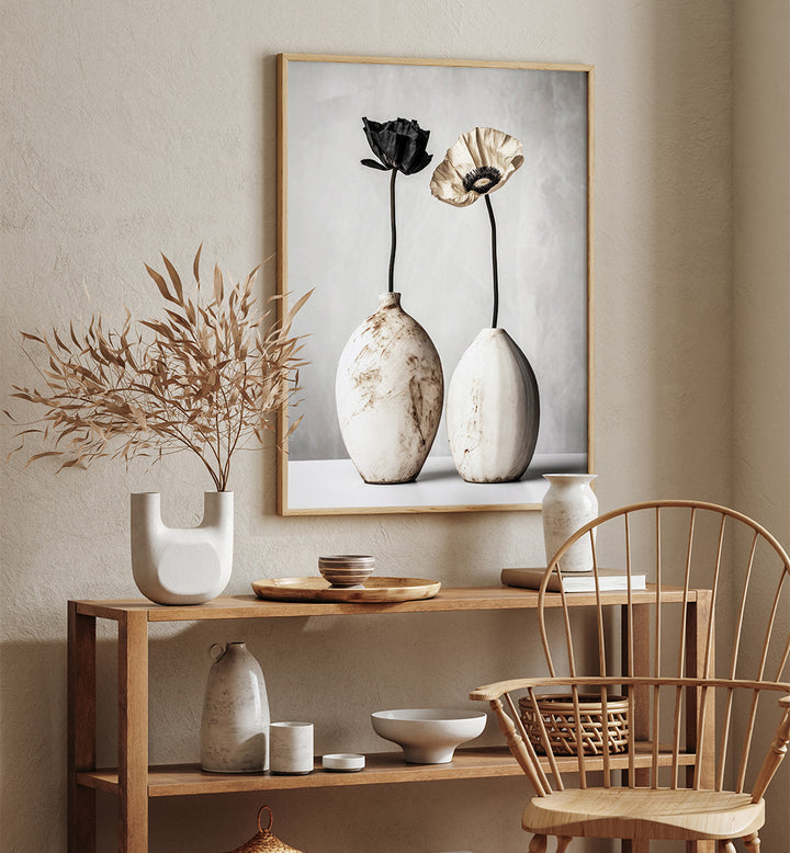 CONTRASTING BLOOMS , FLOWER VASES