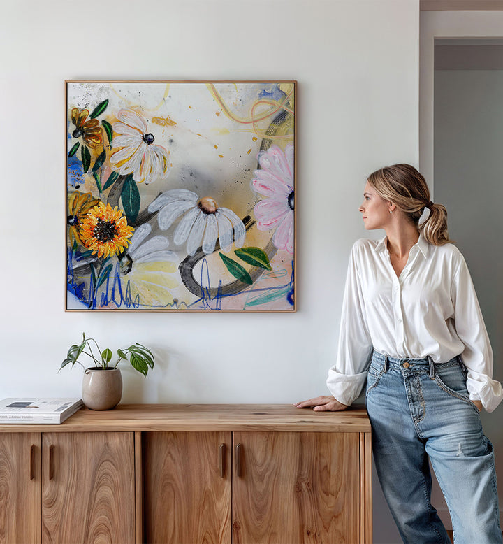 FLORAL ART V , FLORAL FLOWER PAINTINGS