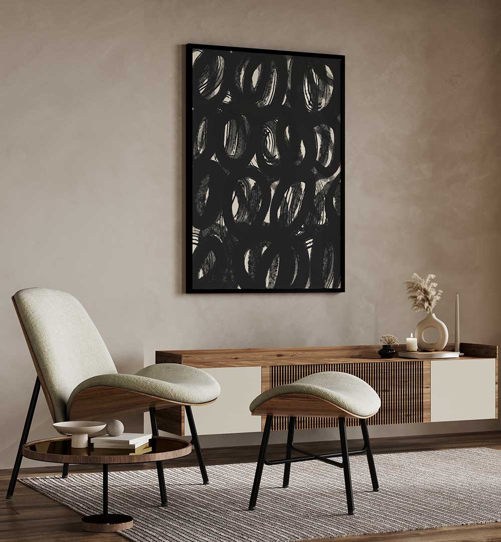 BLACK ABSTRACT BRUSH SCRIBBLE , ABSTRACT PAINTINGS