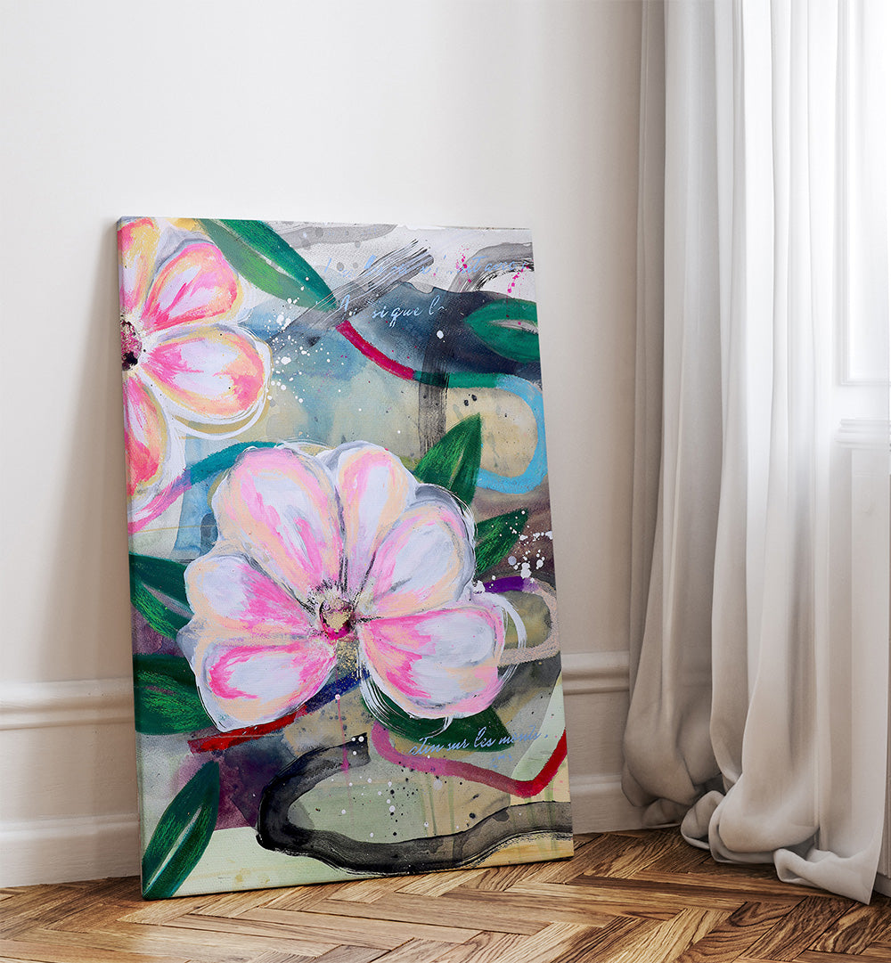 ART ON PAPER , FLORAL FLOWER PAINTINGS