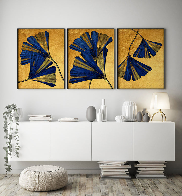 ROYAL LEAF SYMPHONY SET , SET OF 3 PAINTINGS