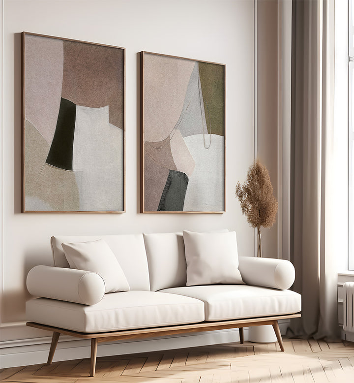 HUSHED ABSTRACTION SET , SET OF 2 PAINTINGS