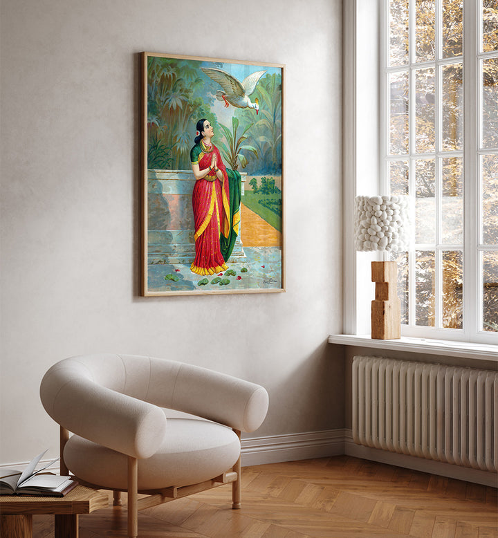 HAUNSA DAMAYANTI SANWADA , INDIAN ART PAINTINGS