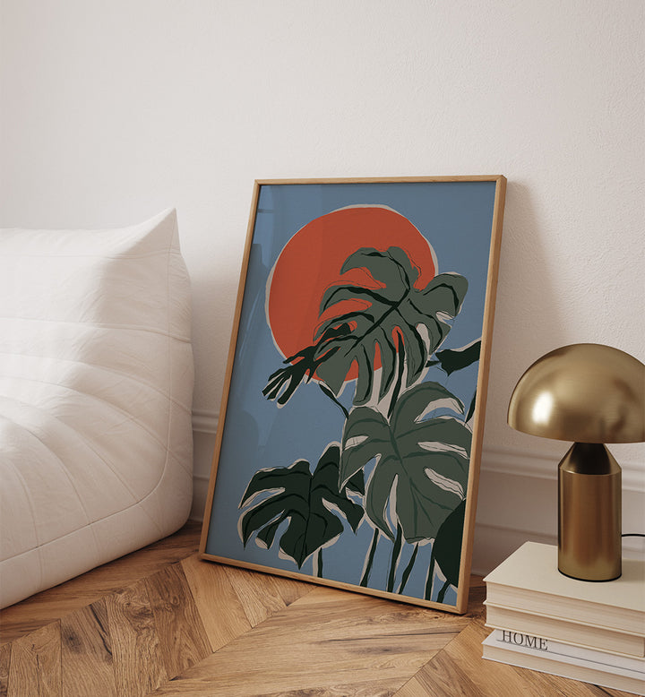 MONSTERA SUNSET , BOHO ART PAINTINGS