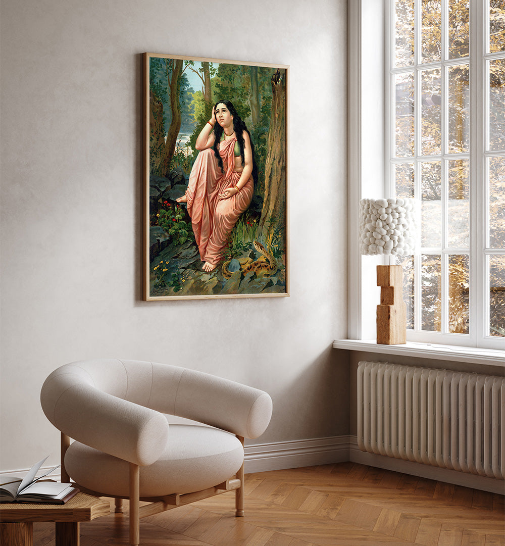 DAMAYANTI VANAVASA , INDIAN ART PAINTINGS