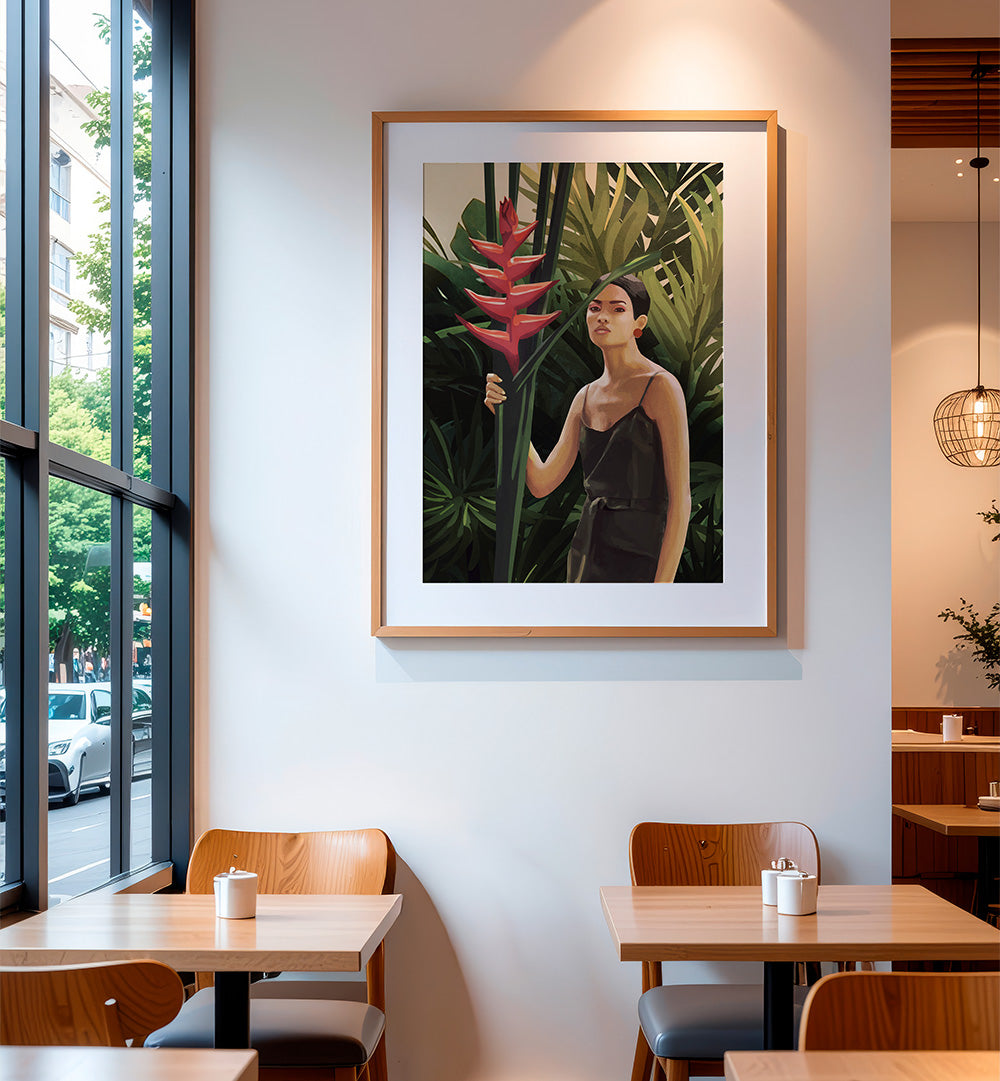 WOMAN IN TROPICAL FOREST, SURREAL ART PRINTS