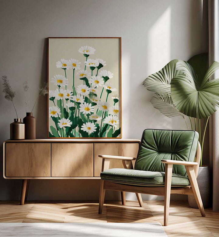 DAISY MEADOW MORNING , FLORAL FLOWER PAINTINGS