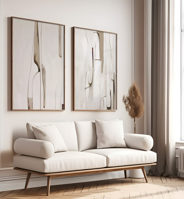 VEILED FORMS SET , SET OF 2 PAINTINGS