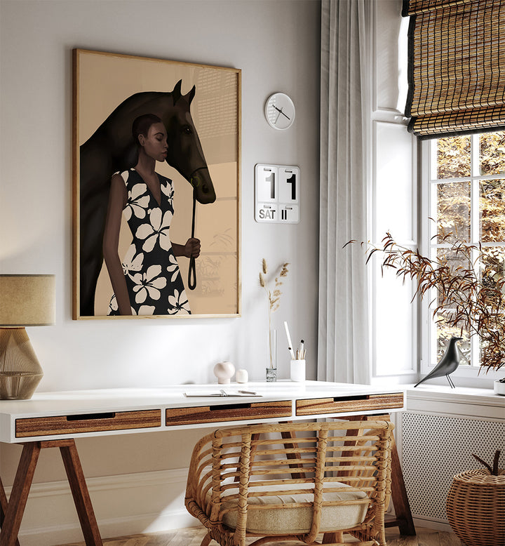 WOMAN WITH HORSE, SURREAL ART PRINTS