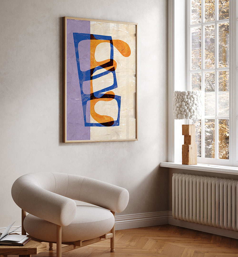 CUT OUT BLUE & ORANGE , ABSTRACT PAINTINGS