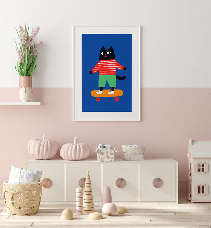 SKATING CAT , KIDS ROOM PAINTINGS
